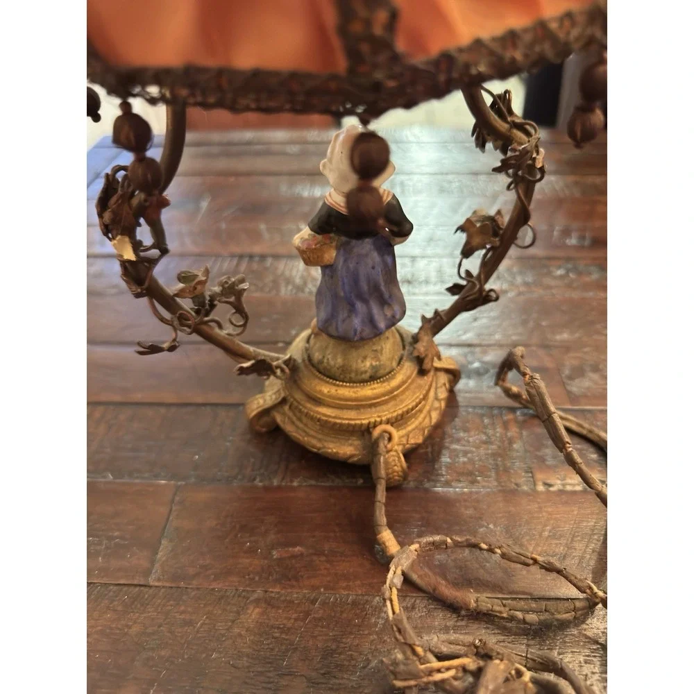 Vintage Made In France Porcelain Girl Playing Figurine Table Bassano Lamp 20